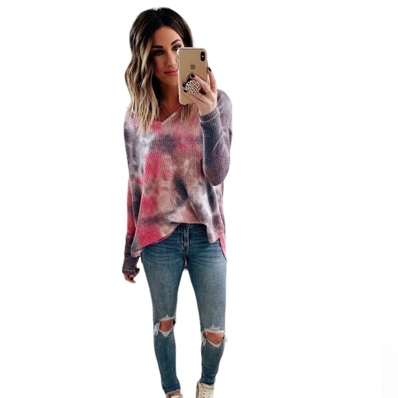 Wild Fable Size Small Waffle Knit Tie Dye Bohemian Style Top - Picture 2 of 8